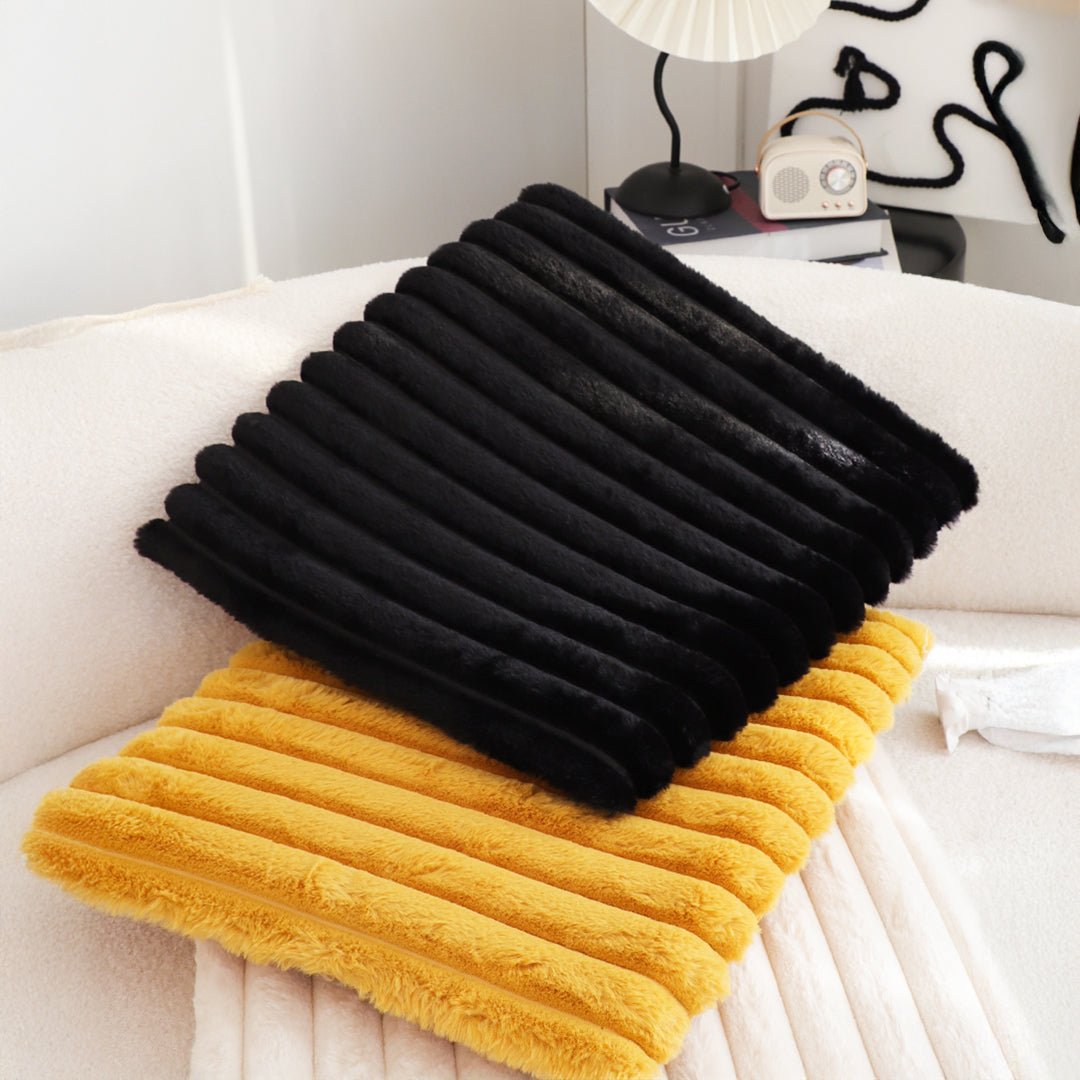SOGA 2X Black Corduroy Square Cushion Soft Leaning Plush Backrest Throw Seat Pillow