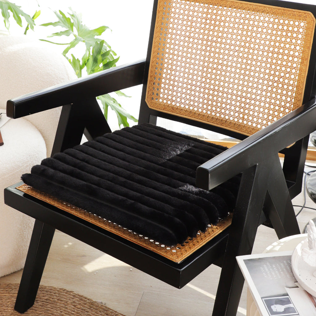 SOGA 2X Black Corduroy Square Cushion Soft Leaning Plush Backrest Throw Seat Pillow