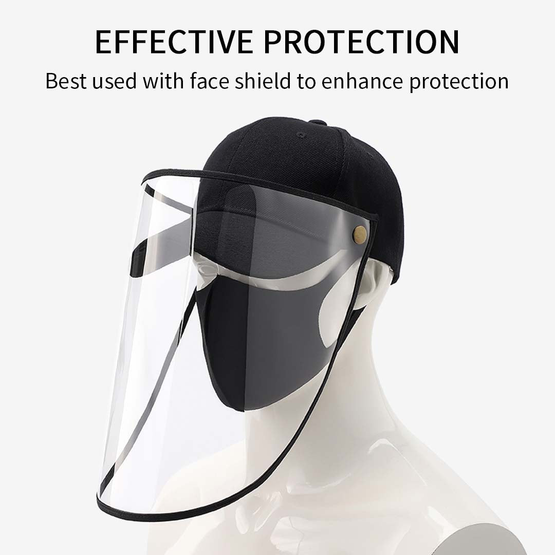 NNEAGS 4X Outdoor Protection Hat Anti-Fog Pollution Dust Protective Cap Full Face HD Shield Cover Adult Black