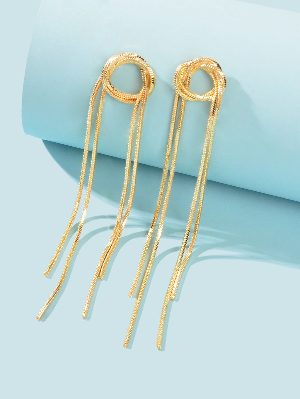 Elegant Chic Long Gold Chain Tassel Dangle Elements Minimalist Earrings Ear Line