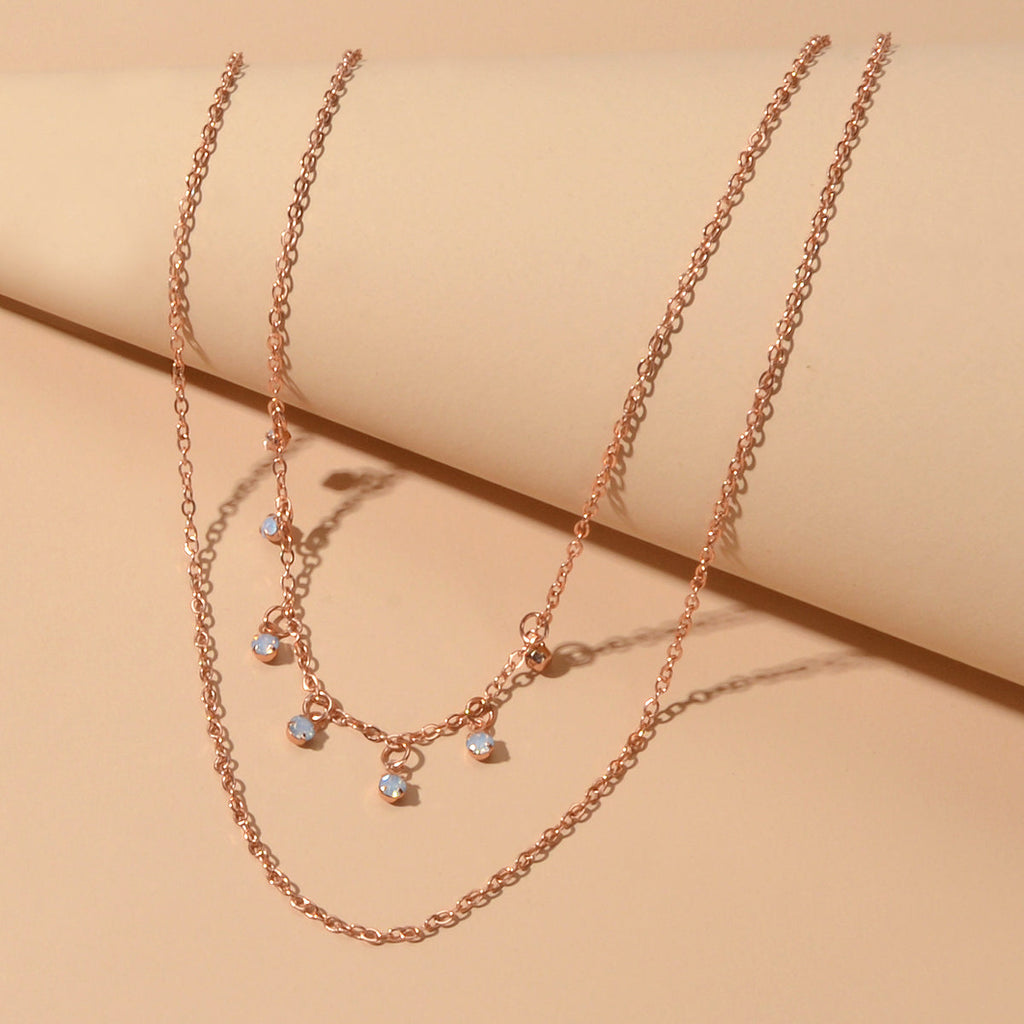 Ladies Jewellery Multi-layer Gold Chain Beads Charm Clavicle Necklace Girls Gift