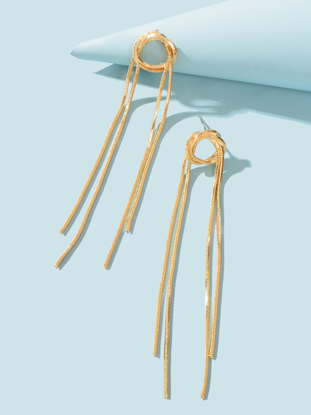 Elegant Chic Long Gold Chain Tassel Dangle Elements Minimalist Earrings Ear Line