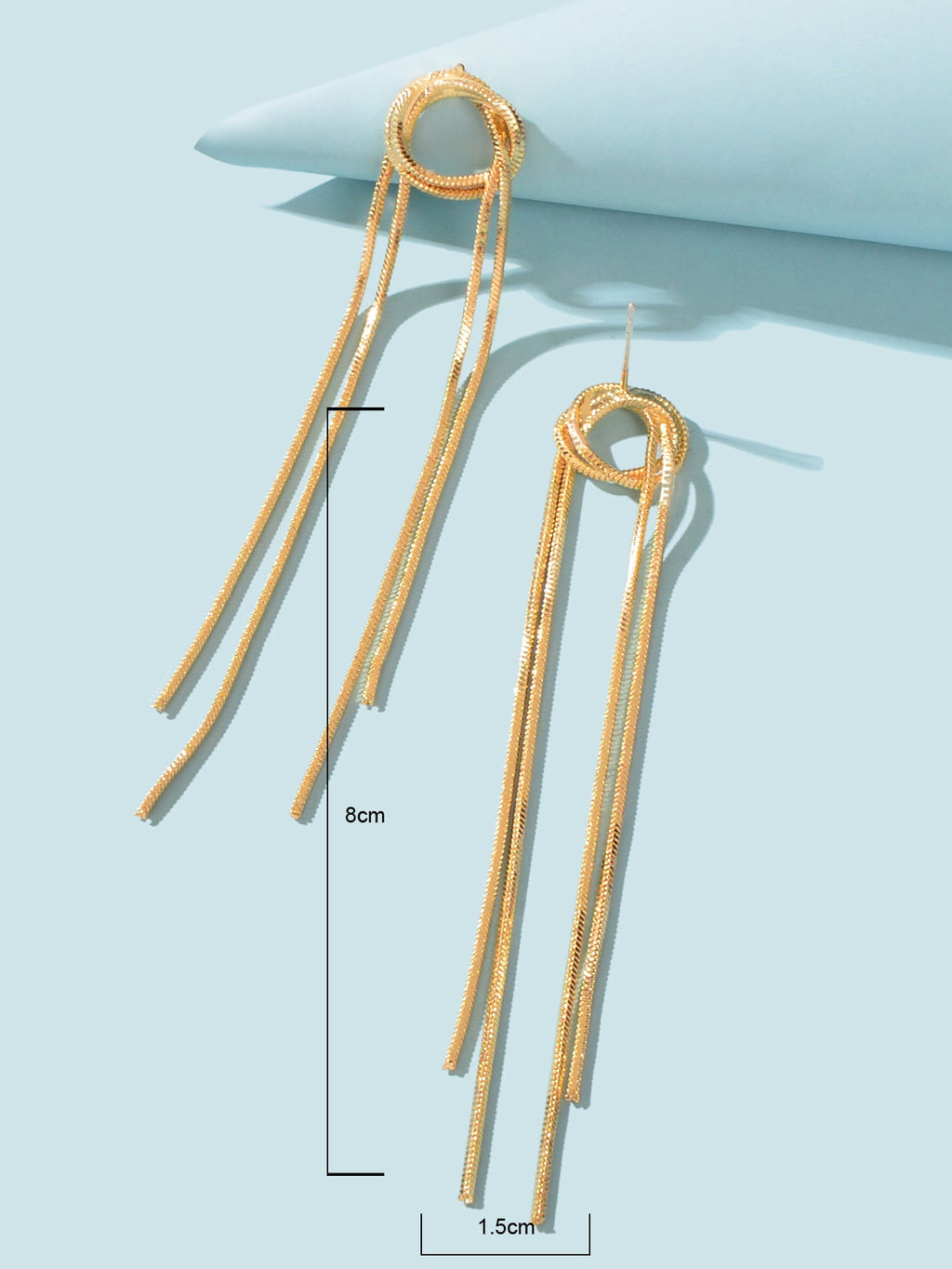 Elegant Chic Long Gold Chain Tassel Dangle Elements Minimalist Earrings Ear Line