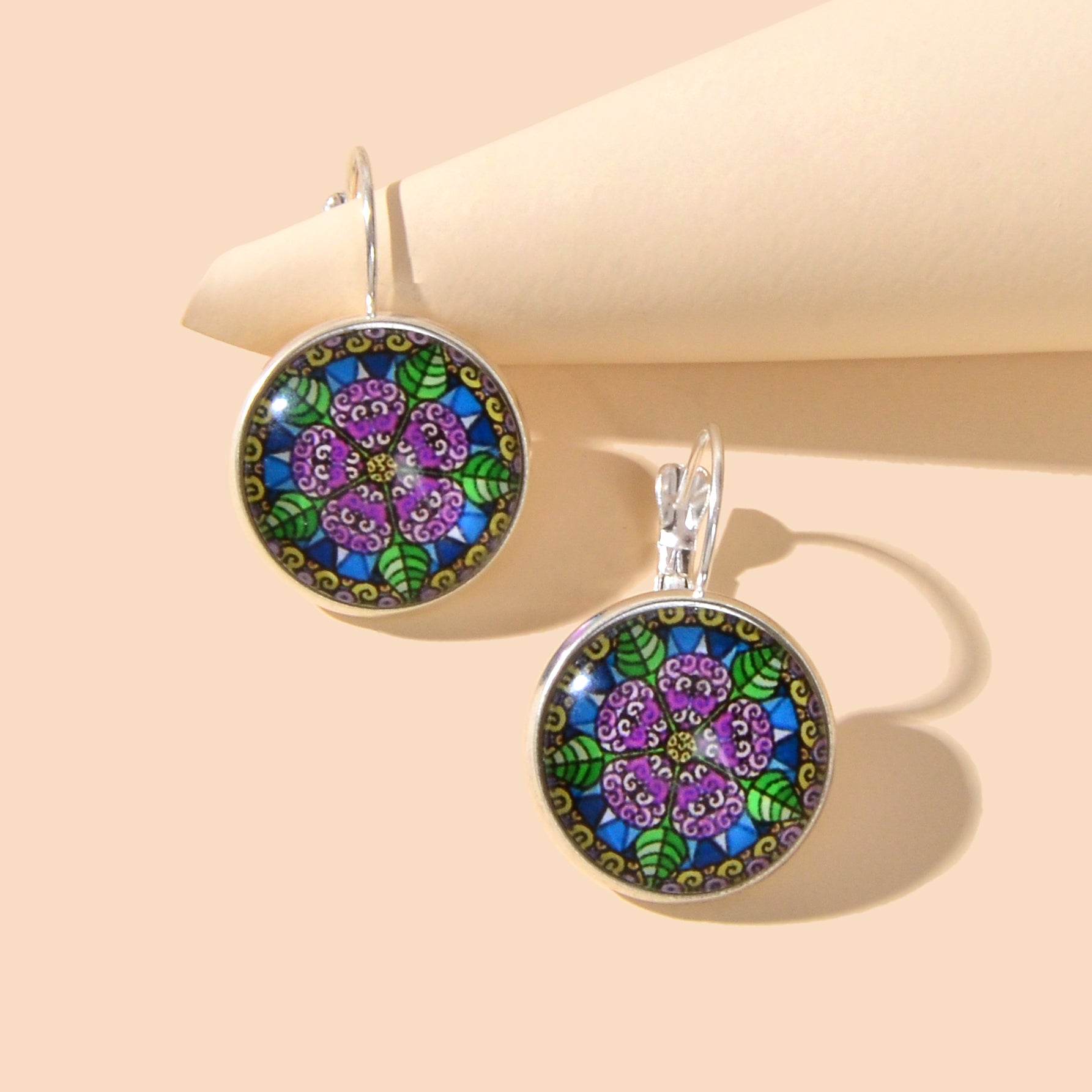 National Style Jewelry Vintage Antique Flower Pattern Round Ethnic Hoop Earrings