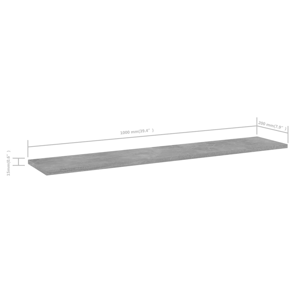 NNEVL Bookshelf Boards 4 pcs Concrete Grey 100x20x1.5 cm Chipboard