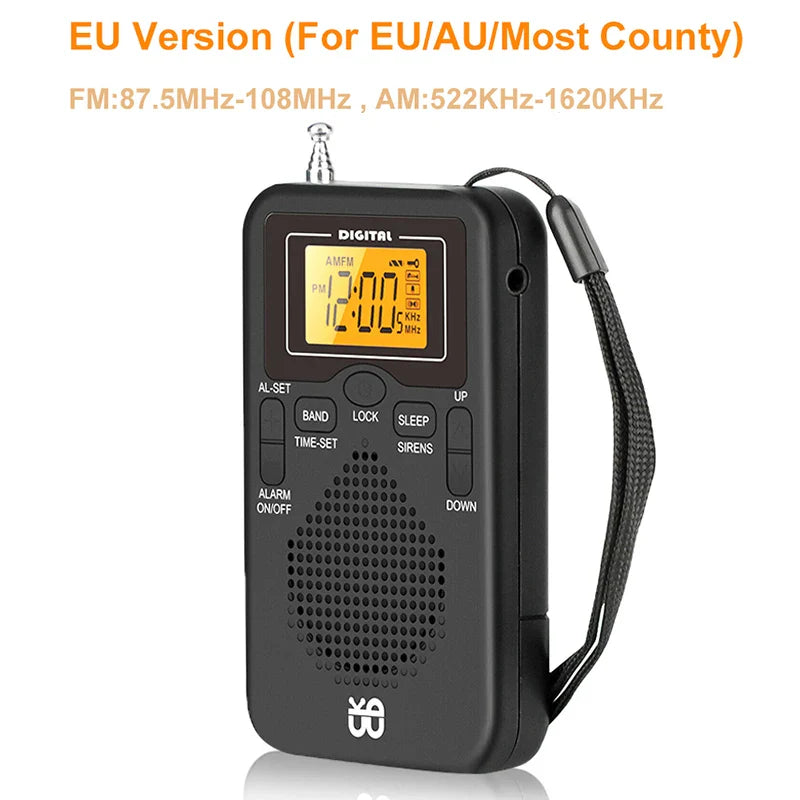 NNEOBA Mini Weather Pocket Radio Player Black