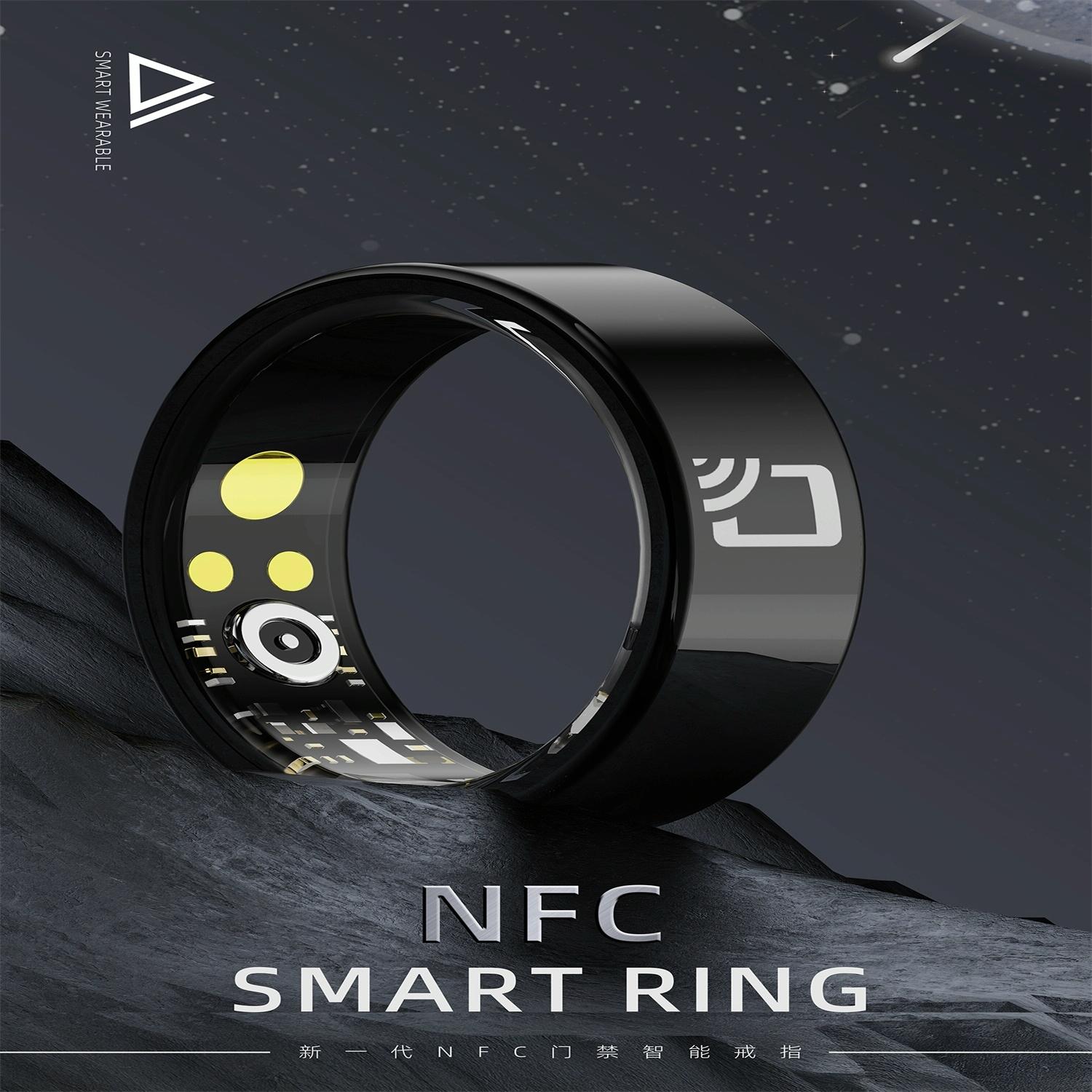 NNEIDS Smart Ring With Heart Rate Blood Oxygen Sleep Monitoring - Multiple Sports Modes - Black Size 14