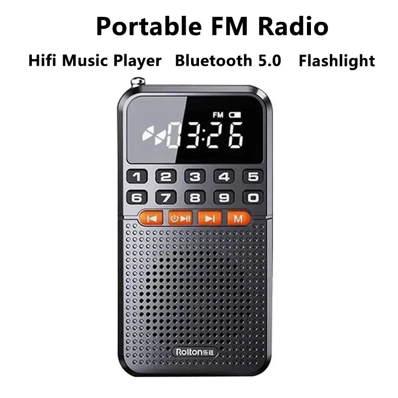 NNEOBA FM Mini Radio with Dual Antenna Black