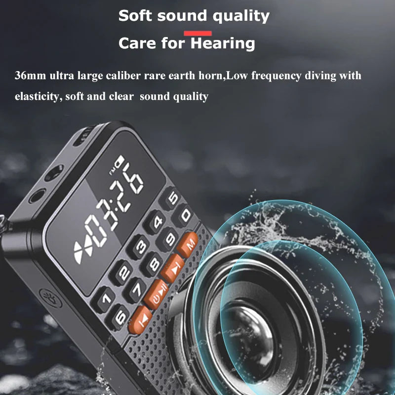 NNEOBA FM Mini Radio with Dual Antenna Black