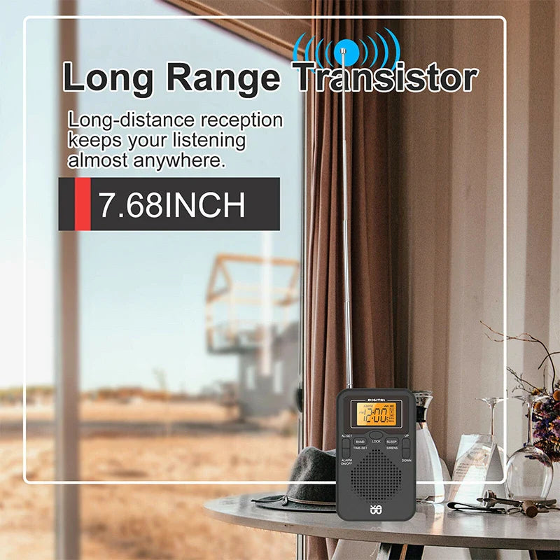 NNEOBA Mini Weather Pocket Radio Player Black