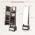 NNECW 159 CM Lockable Jewelry Organizer with 3-Color LED Lights-Brown